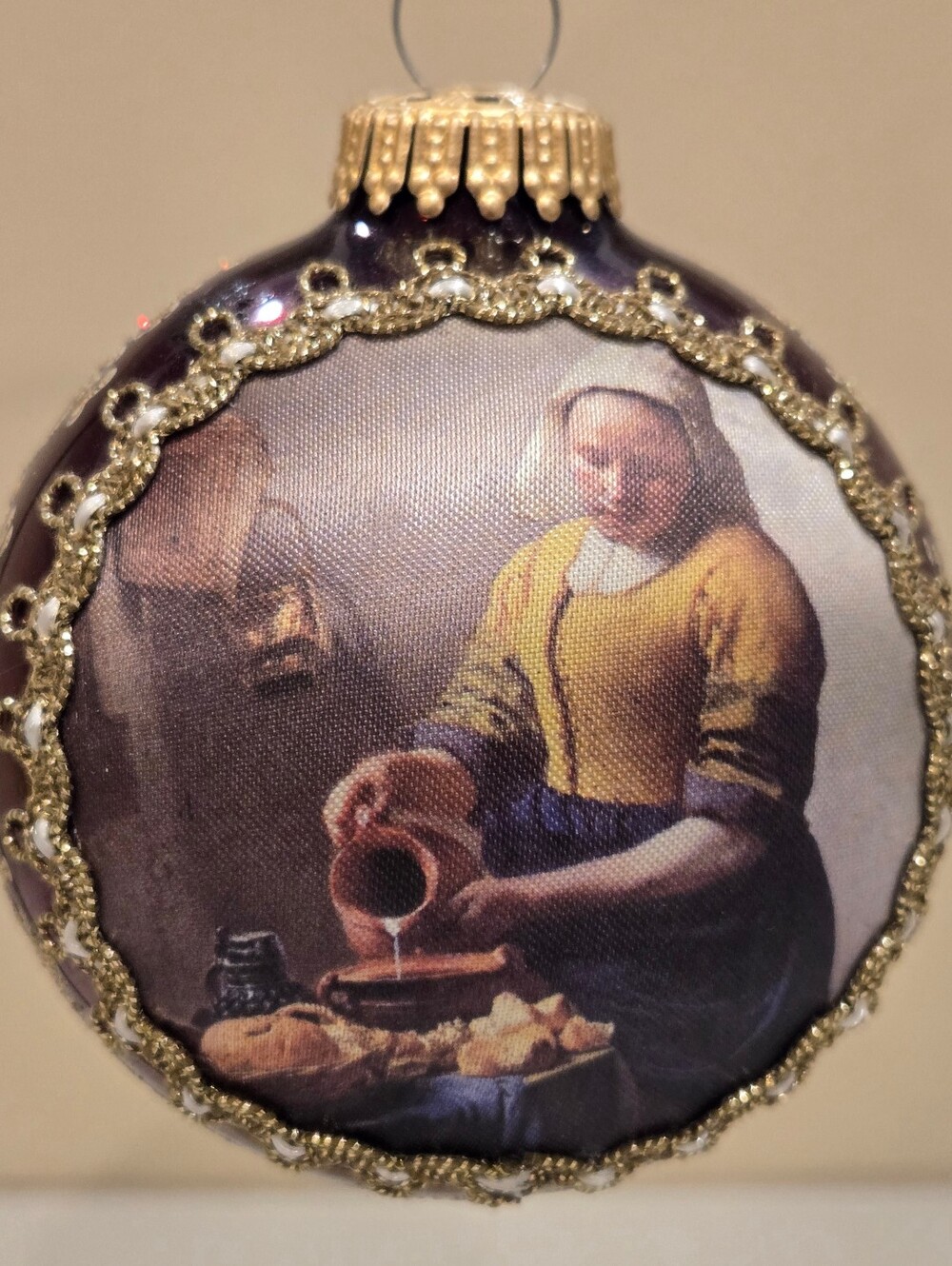 Vintage Christmas By Krebs Milkmaid Holiday Glass Ornament